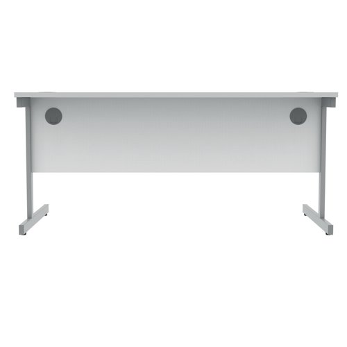 Polaris Rectangular Single Upright Cantilever Desk 1600x800x730mm Arctic White/Silver KF821830