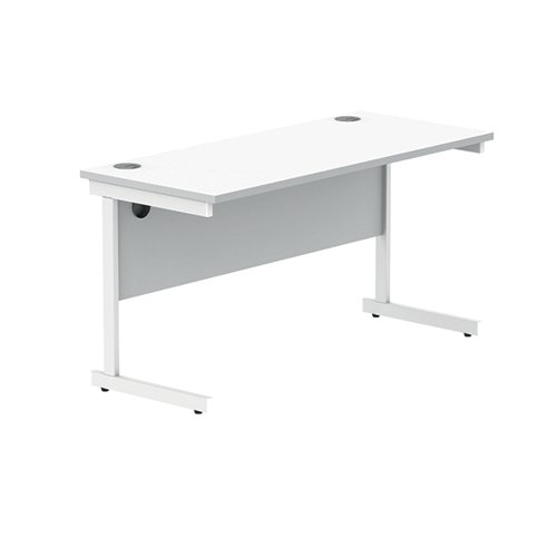 Polaris Rectangular Single Upright Cantilever Desk 1400x600x730mm Arctic White/Arctic White KF821850 VOW