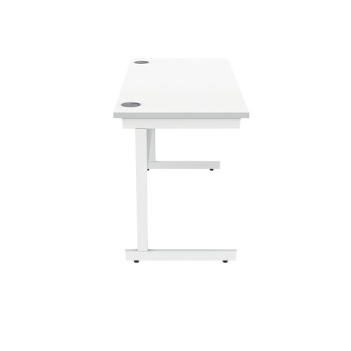 Polaris Rectangular Single Upright Cantilever Desk 1400x600x730mm Arctic White/Arctic White KF821850