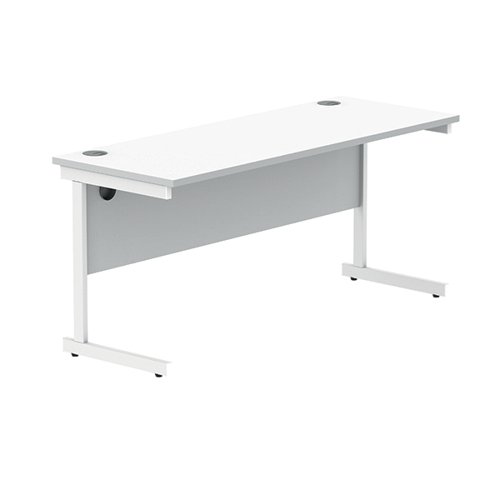 Polaris Rectangular Single Upright Cantilever Desk 1600x600x730mm Arctic White/White KF821860