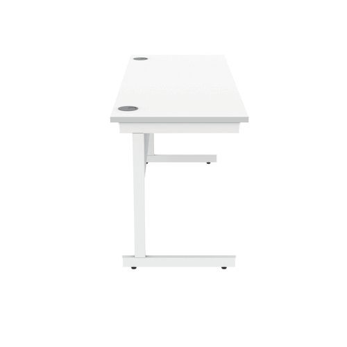 KF821860 Polaris Rectangular Single Upright Cantilever Desk 1600x600x730mm Arctic White/White KF821860