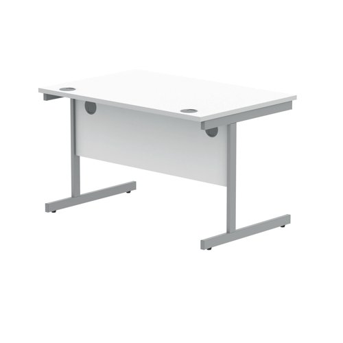 KF821870 Polaris Rectangular Single Upright Cantilever Desk 1200x800x730mm Arctic White/White KF821870