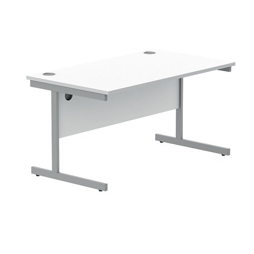 Polaris Rectangular Single Upright Cantilever Desk 1400x800x730mm Arctic White/White KF821880