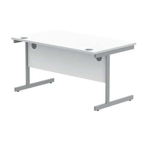 Polaris Rectangular Single Upright Cantilever Desk 1400x800x730mm Arctic White/White KF821880