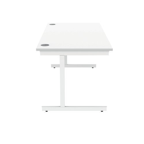 Polaris Rectangular Single Upright Cantilever Desk 1600x800x730mm Arctic White/White KF821890 VOW