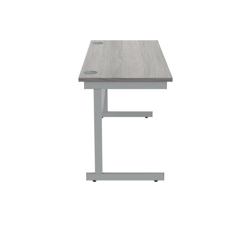 KF821900 Polaris Rectangular Single Upright Cantilever Desk 1200x600x730mm Alaskan Grey Oak/Silver KF821900
