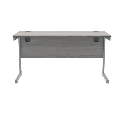 Polaris Rectangular Single Upright Cantilever Desk 1400x600x730mm Alaskan Grey Oak/Silver KF821910