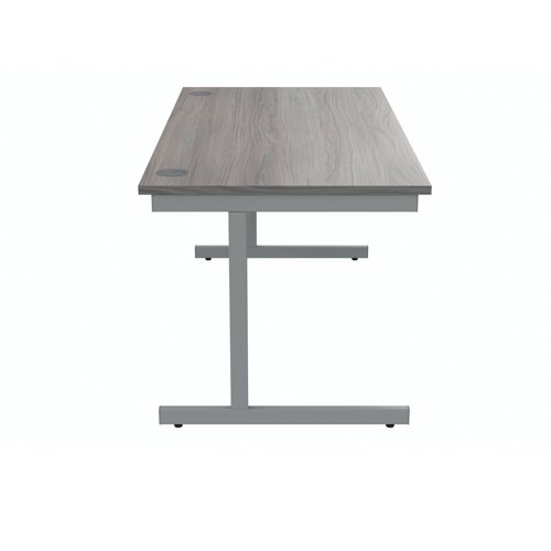 Polaris Rectangular Single Upright Cantilever Desk 1600x800x730mm Alaskan Grey Oak/Silver KF821950