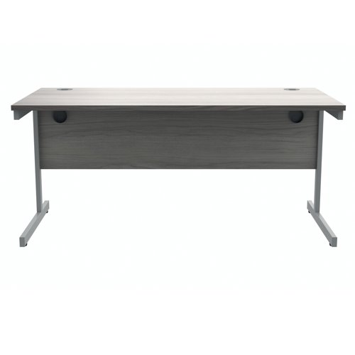 KF821950 Polaris Rectangular Single Upright Cantilever Desk 1600x800x730mm Alaskan Grey Oak/Silver KF821950