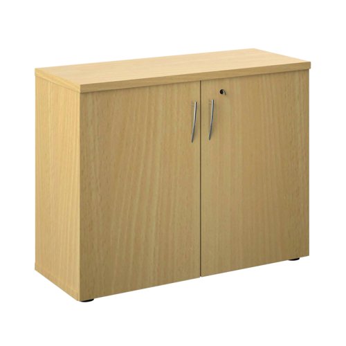 KF821977 | This Avior low executive cupboard has one shelf. To protect sensitive files or your possessions, it has lockable double doors with silver handles.