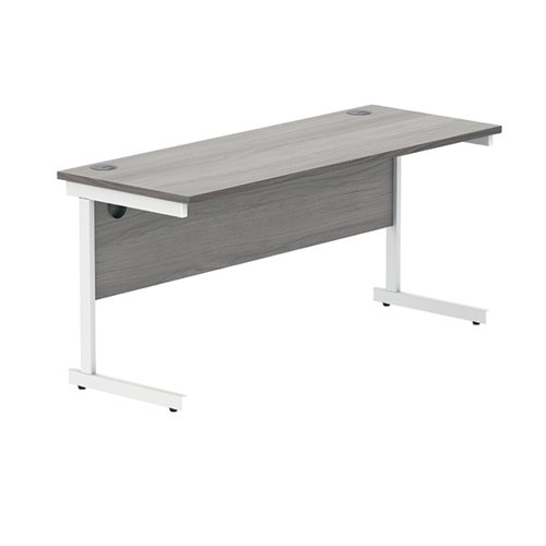 KF821980 Polaris Rectangular Single Upright Cantilever Desk 1600x600x730mm Alaskan Grey Oak/White KF821980