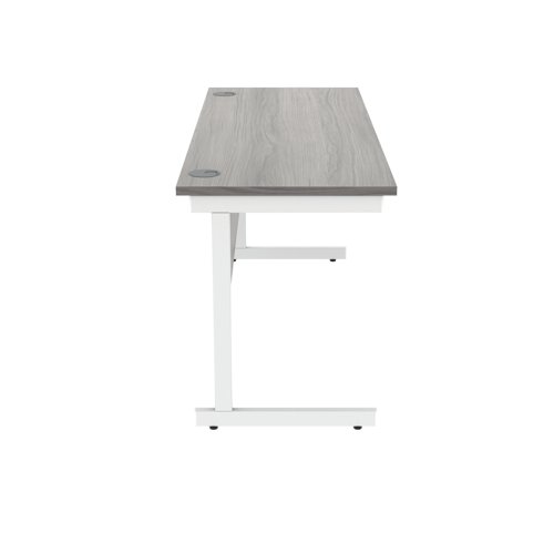 KF821980 Polaris Rectangular Single Upright Cantilever Desk 1600x600x730mm Alaskan Grey Oak/White KF821980
