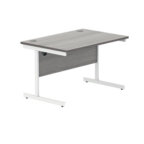 Polaris Rectangular Single Upright Cantilever Desk 1200x800x730mm Alaskan Grey Oak/White KF821990 VOW