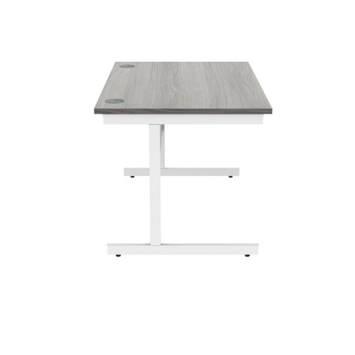 Polaris Rectangular Single Upright Cantilever Desk 1200x800x730mm Alaskan Grey Oak/White KF821990