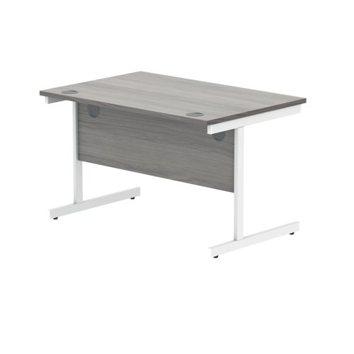 KF821990 Polaris Rectangular Single Upright Cantilever Desk 1200x800x730mm Alaskan Grey Oak/White KF821990