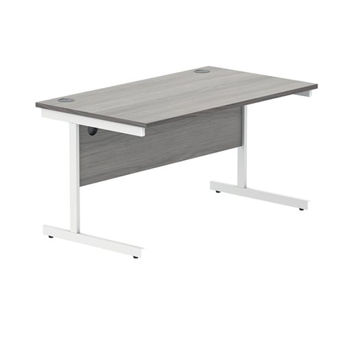 KF822000 Polaris Rectangular Single Upright Cantilever Desk 1400x800x730mm Alaskan Grey Oak/White KF822000