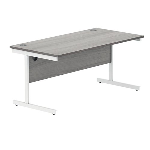 KF822010 Polaris Rectangular Single Upright Cantilever Desk 1600x800x730mm Alaskan Grey Oak/White KF822010