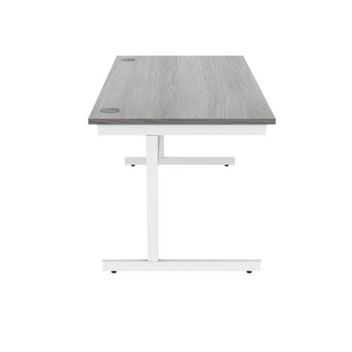 Polaris Rectangular Single Upright Cantilever Desk 1600x800x730mm Alaskan Grey Oak/White KF822010 VOW