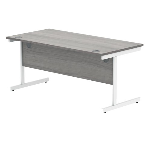 KF822010 Polaris Rectangular Single Upright Cantilever Desk 1600x800x730mm Alaskan Grey Oak/White KF822010