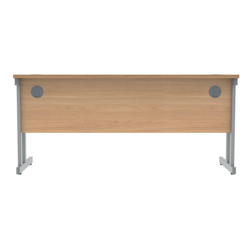 KF822040 Polaris Rectangular Double Upright Cantilever Desk 1600x600x730mm Norwegian Beech/Silver KF822040