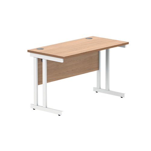 Polaris Rectangular Double Upright Cantilever Desk 1200x600x730mm Norwegian Beech/White KF822100 VOW