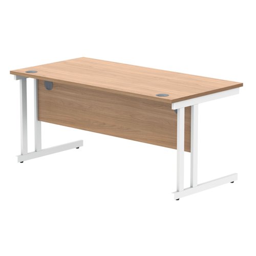 Polaris Rectangular Double Upright Cantilever Desk 1600x800x730mm Norwegian Beech/White KF822150