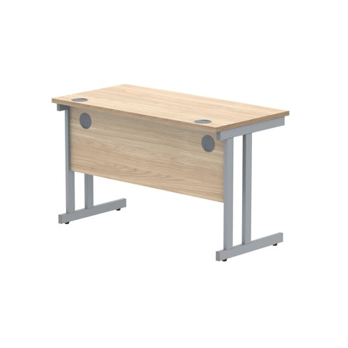 Polaris Rectangular Double Upright Cantilever Desk 1200x600x730mm Canadian Oak/Silver KF822180 VOW