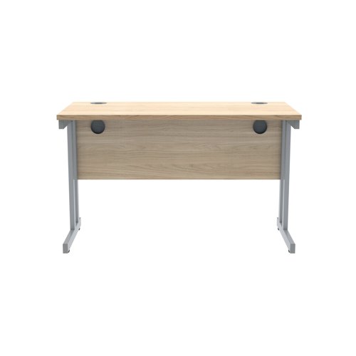 Polaris Rectangular Double Upright Cantilever Desk 1200x600x730mm Canadian Oak/Silver KF822180