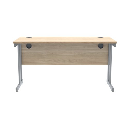 Polaris Rectangular Double Upright Cantilever Desk 1400x600x730mm Canadian Oak/Silver KF822190 VOW