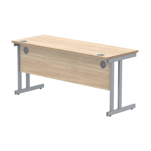 Polaris Rectangular Double Upright Cantilever Desk 1600x600x730mm Canadian Oak/Silver KF822200 VOW