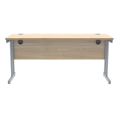Polaris Rectangular Double Upright Cantilever Desk 1600x600x730mm Canadian Oak/Silver KF822200