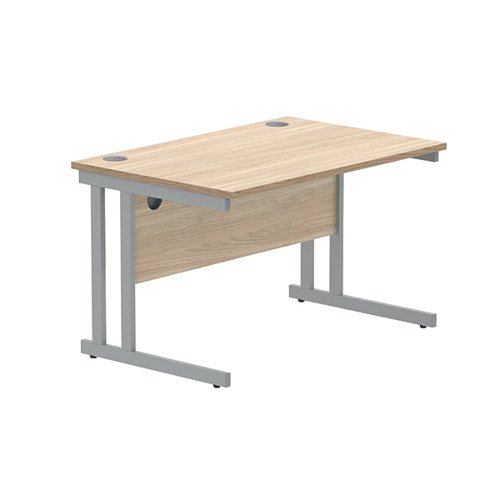 Polaris Rectangular Double Upright Cantilever Desk 1200x800x730mm Canadian Oak/Silver KF822210 VOW