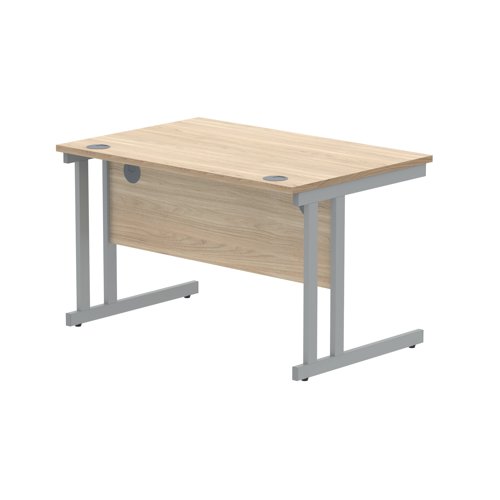 Polaris Rectangular Double Upright Cantilever Desk 1200x800x730mm Canadian Oak/Silver KF822210
