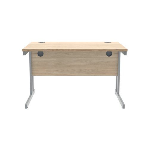 Polaris Rectangular Double Upright Cantilever Desk 1200x800x730mm Canadian Oak/Silver KF822210