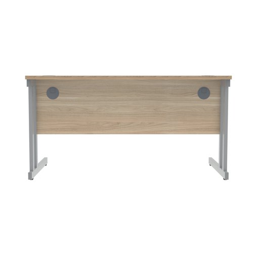 Polaris Rectangular Double Upright Cantilever Desk 1400x800x730mm Canadian Oak/Silver KF822220