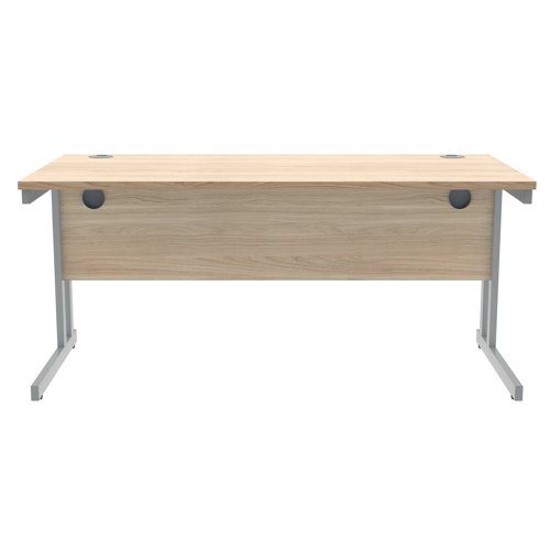 Polaris Rectangular Double Upright Cantilever Desk 1600x800x730mm Canadian Oak/Silver KF822230