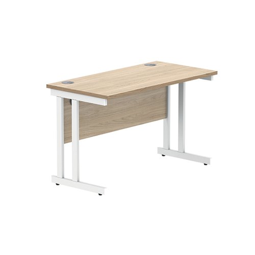 Polaris Rectangular Double Upright Cantilever Desk 1200x600x730mm Canadian Oak/White KF822260 - KF822260