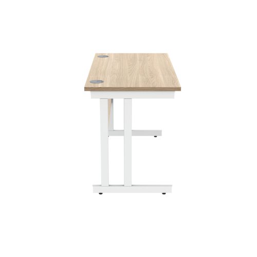 Polaris Rectangular Double Upright Cantilever Desk 1200x600x730mm Canadian Oak/White KF822260