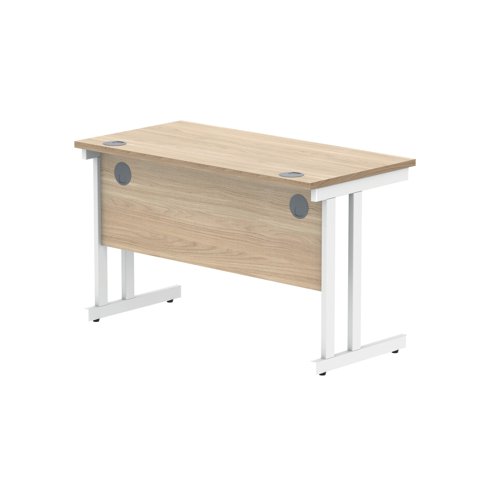 Polaris Rectangular Double Upright Cantilever Desk 1200x600x730mm Canadian Oak/White KF822260 VOW