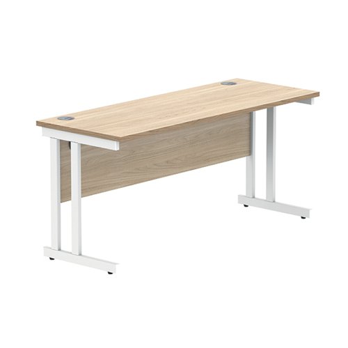 Polaris Rectangular Double Upright Cantilever Desk 1600x600x730mm Canadian Oak/White KF822280