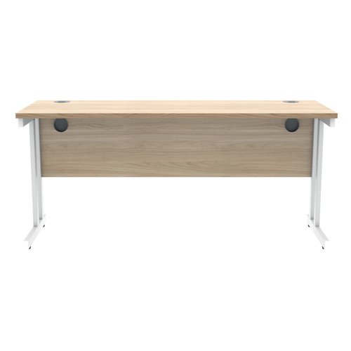 Polaris Rectangular Double Upright Cantilever Desk 1600x600x730mm Canadian Oak/White KF822280 VOW