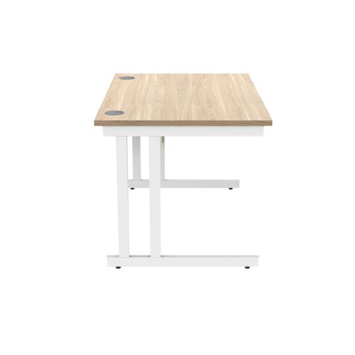 Polaris Rectangular Double Upright Cantilever Desk 1200x800x730mm Canadian Oak/White KF822290 - KF822290