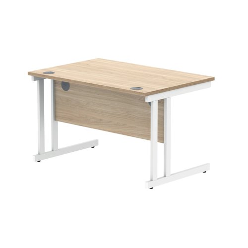 Polaris Rectangular Double Upright Cantilever Desk 1200x800x730mm Canadian Oak/White KF822290