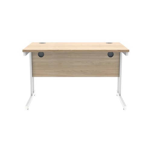 Polaris Rectangular Double Upright Cantilever Desk 1200x800x730mm Canadian Oak/White KF822290 VOW