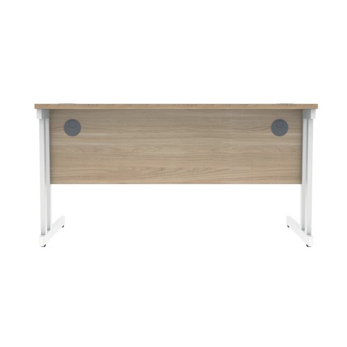 Polaris Rectangular Double Upright Cantilever Desk 1400x800x730mm Canadian Oak/White KF822300 VOW
