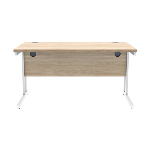 Polaris Rectangular Double Upright Cantilever Desk 1400x800x730mm Canadian Oak/White KF822300