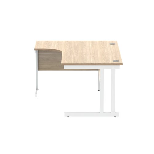 Polaris Left Hand Radial Double Upright Cantilever Desk 1600x1200x730mm Canadian Oak/White KF822320
