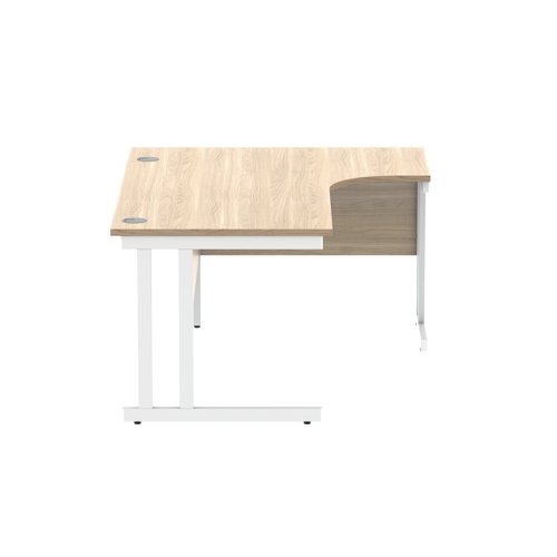 Polaris Right Hand Radial Double Upright Cantilever Desk 1600x1200x730mm Canadian Oak/White KF822330