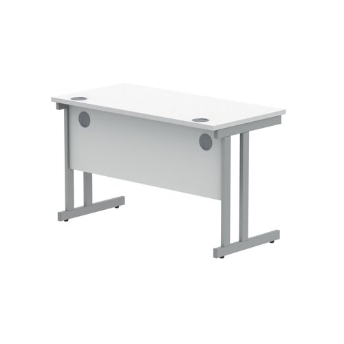 Polaris Rectangular Double Upright Cantilever Desk 1200x600x730mm Arctic White/Silver KF822340