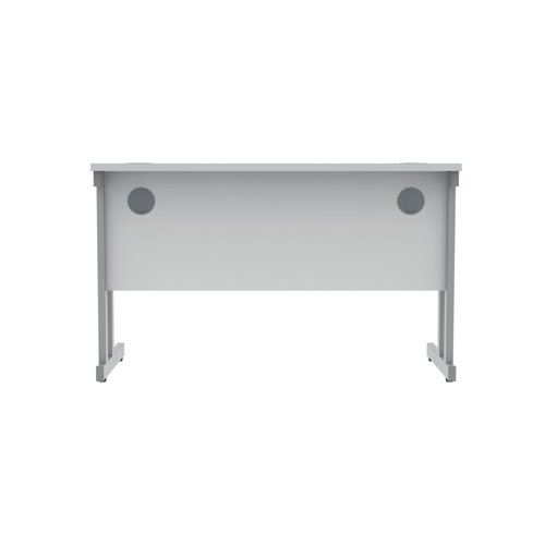 Polaris Rectangular Double Upright Cantilever Desk 1200x600x730mm Arctic White/Silver KF822340